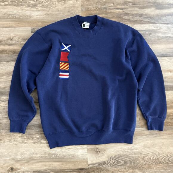 Vintage Pro Spirit Yacht Club Nautical Flag Sweatshirt LT Made in USA - Picture 1 of 6